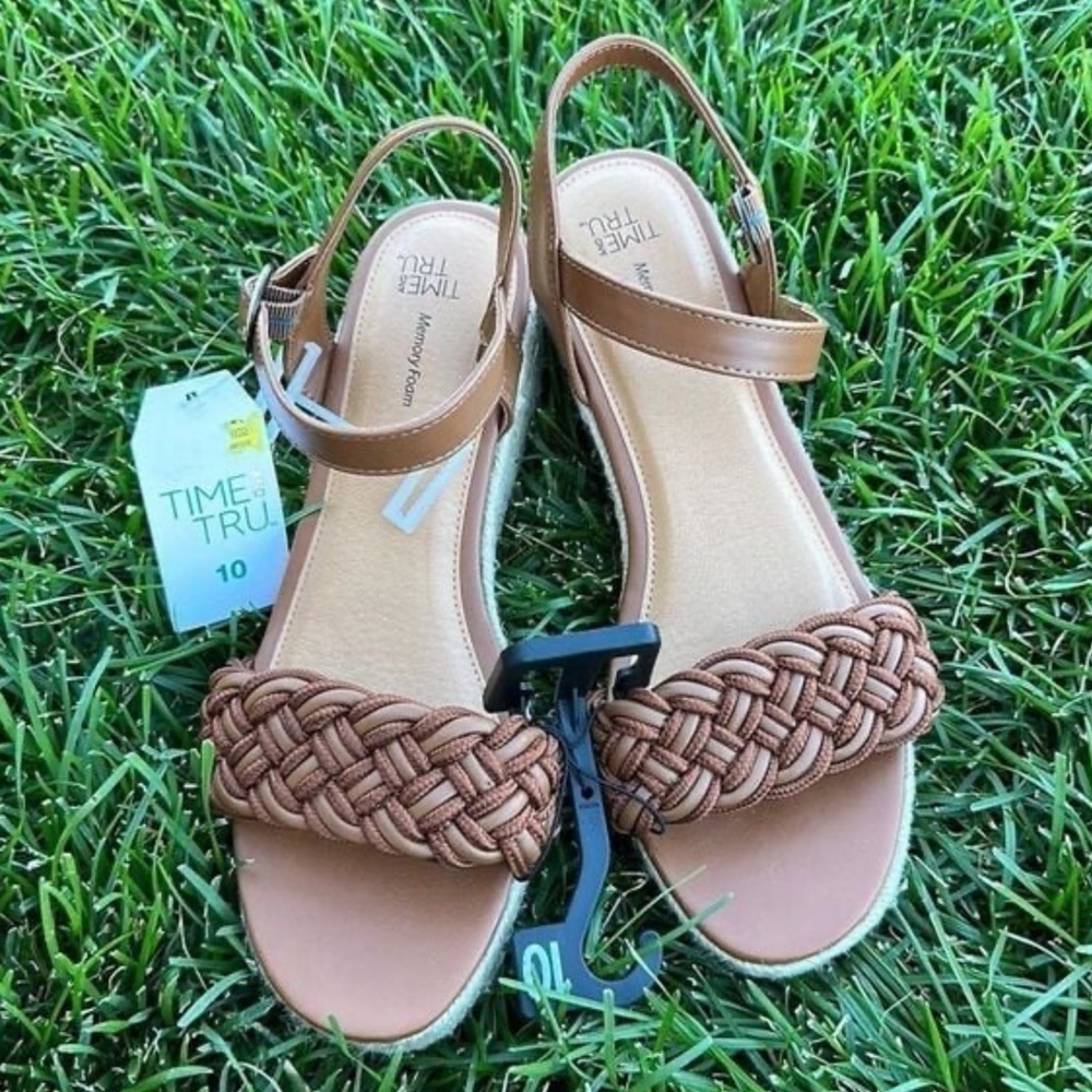 Time and Tru Women's Braided Wedge Sandals size 10